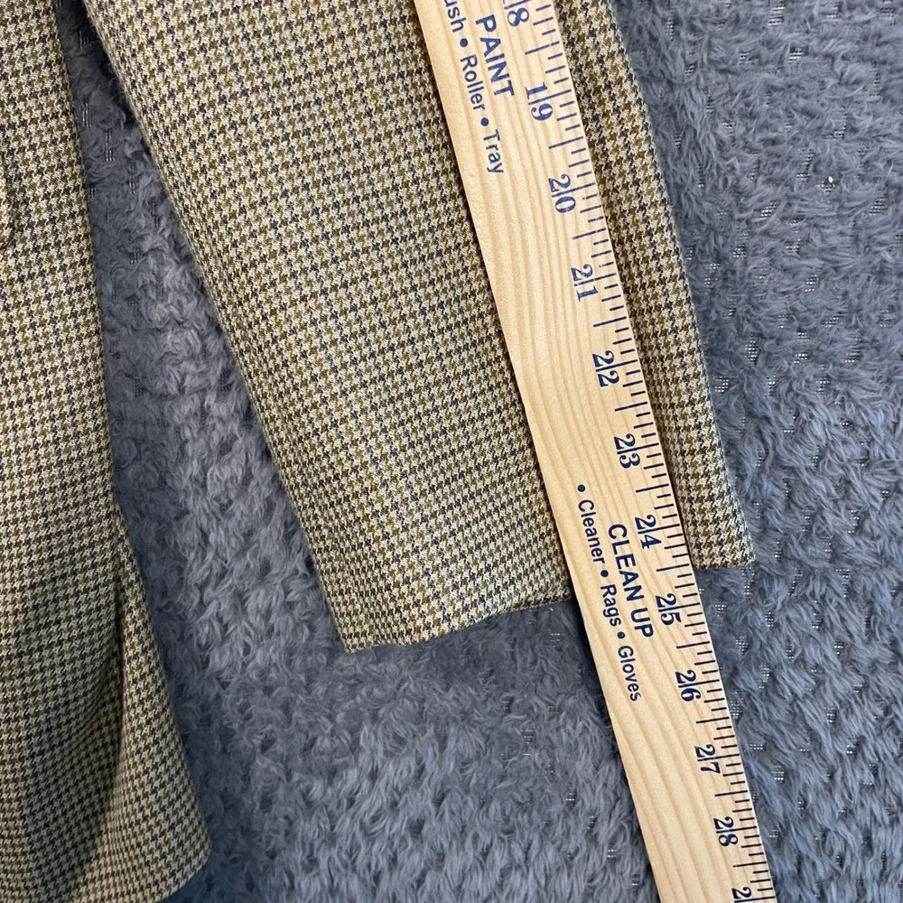 Ralph Ralph‎ Lauren Mens 40L Silk Wool Houndstooth Sport Coat Blazer Tan Brown